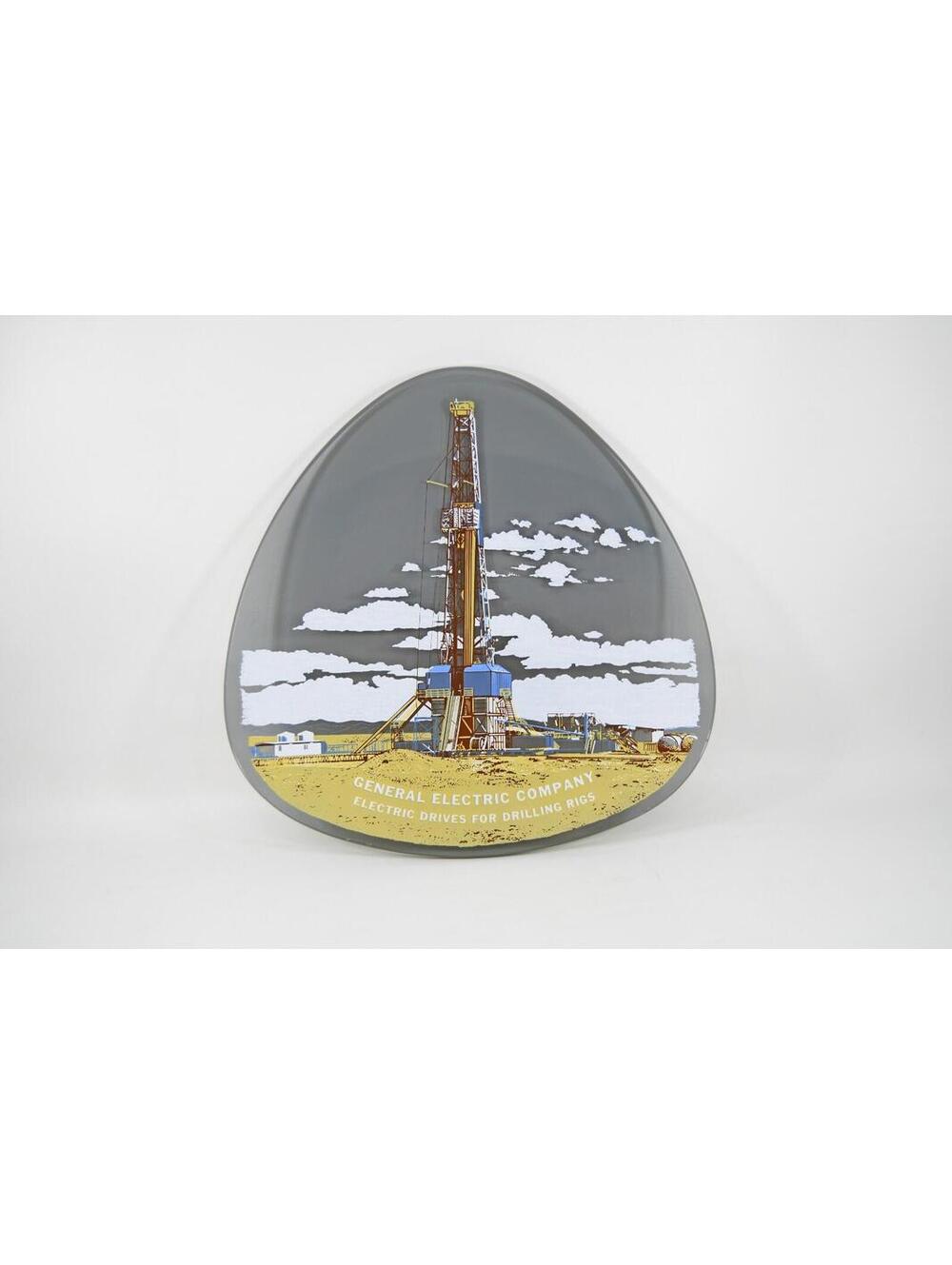 General Electric GE Co. Drives for Oil Drilling Rigs VTG Glass Plate Plaque Tray